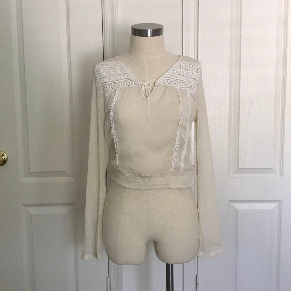 American Rag Long Sleeve Sheer Top